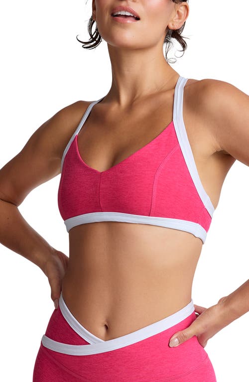 Beyond Yoga Spacedye Outlines Sports Bra in Vivid Pink/cloud White at Nordstrom, Size Medium