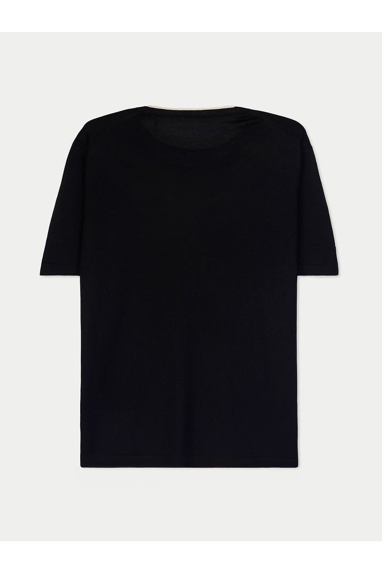 Cashmere Silk Double-Collar T-Shirt, Alternate, color, black