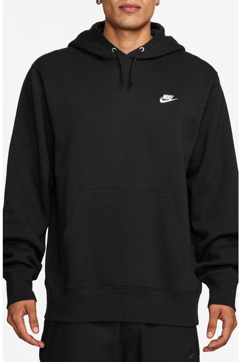 Club Fleece Pullover Hoodie, Main, color, BLACK/ WHITE