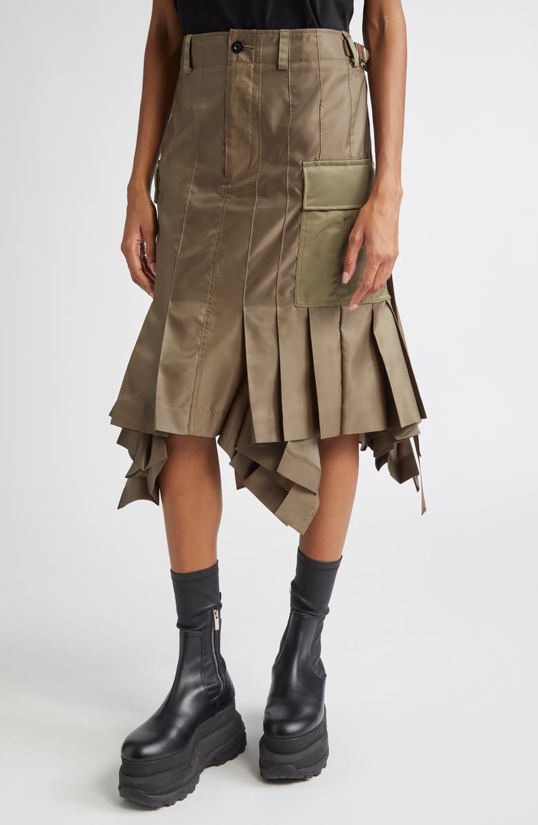 Sacai Pintuck Nylon Twill Cargo Skirt, Main, color, 