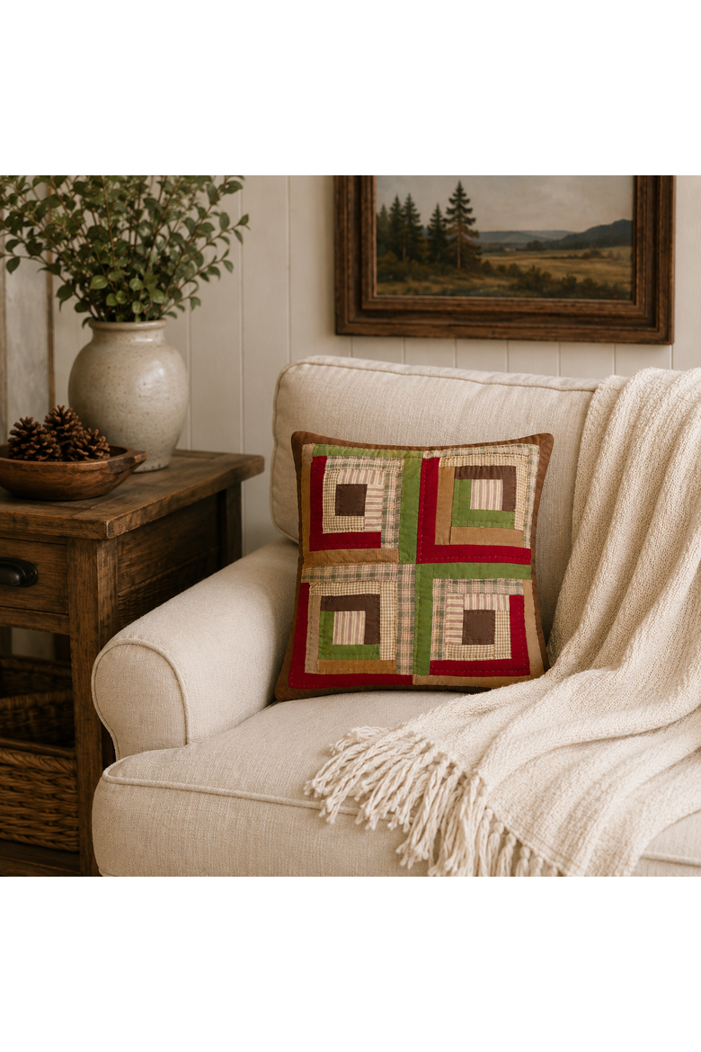 Oak Ridge Pine Quilted Accent Throw Pillow 18" x 18", Alternate, color, Red