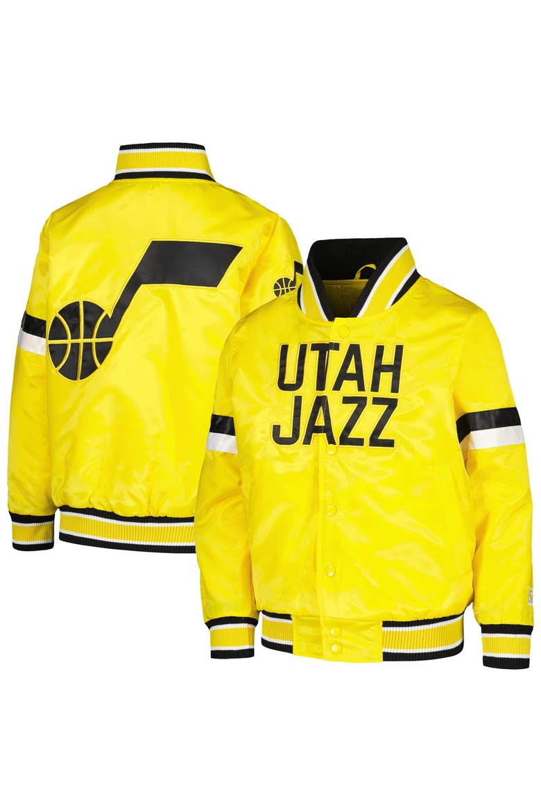 Youth Starter Yellow Utah Jazz Home Game Varsity Satin Full-Snap Jacket, Alternate, color, Yellow