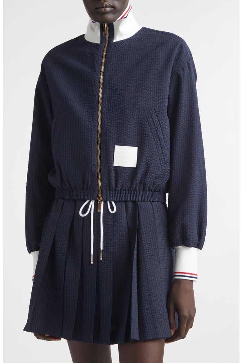 Wool Seersucker Track Jacket, Alternate, color, NAVY