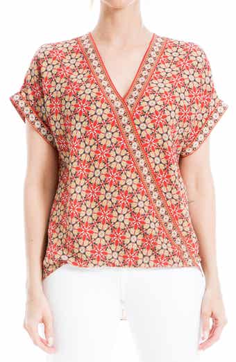 MAX STUDIO Patterned Surplice Crepe Blouse