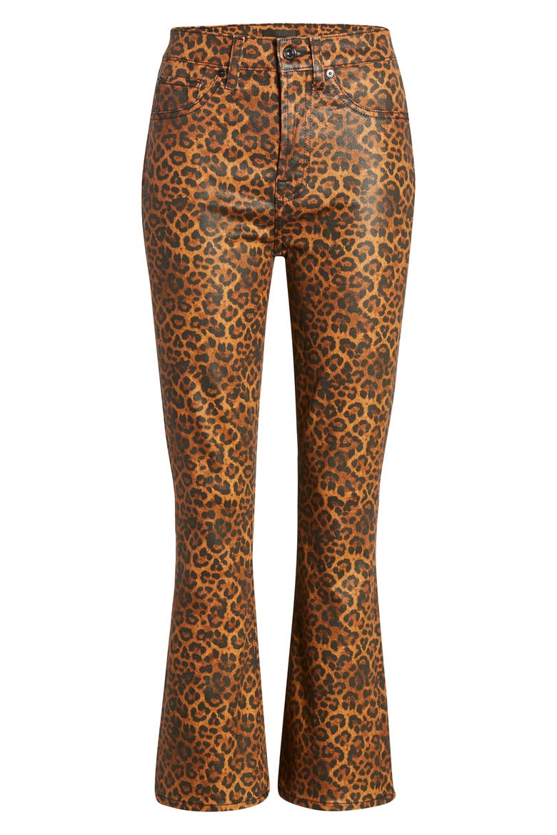 Coated Leopard Print Slim Fit Kick Flare Jeans, Alternate, color, COATED BLACK/ PENNY LEOPARD
