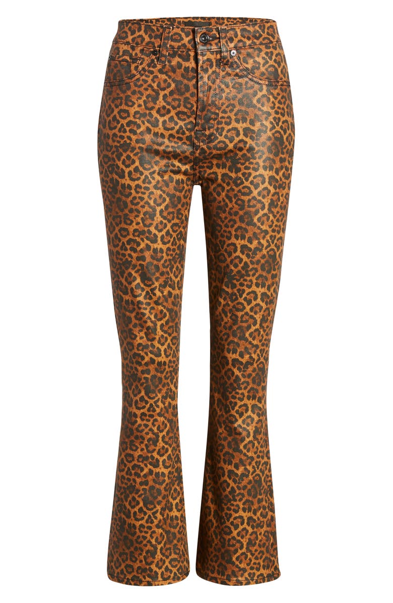 7 For All Mankind Coated Leopard Print Slim Fit Kick Flare Jeans, Alternate, color,