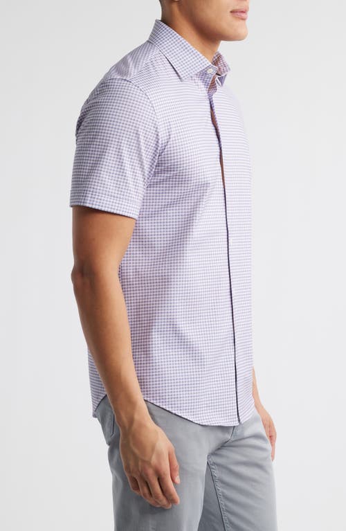Bugatchi Miles Ooohcotton® Gingham Short Sleeve Button-up Shirt In Pink