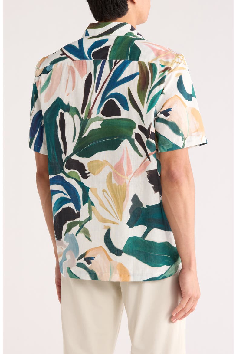Rognski Tropical Floral Short Sleeve Camp Shirt, Alternate, color, WHITE TRADITIONAL
