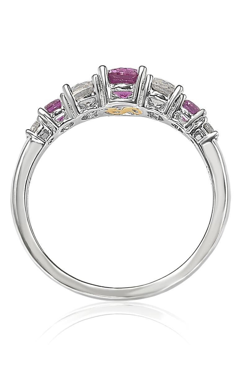 SUZY LEVIAN Sterling Silver Pink Sapphire & Lab Grown White Sapphire Diamond Accent 7-Stone Ring - 1.75ctw, Alternate, color, Pink