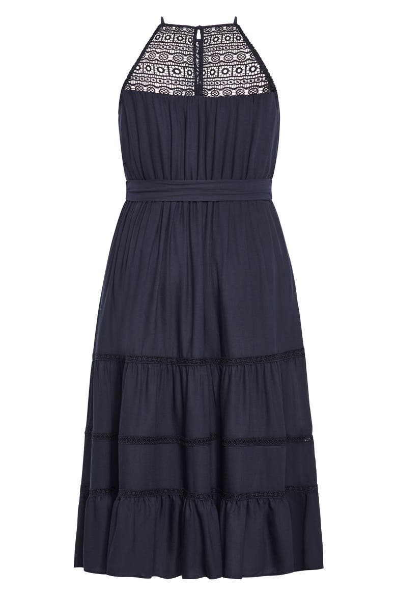 Alessia Sleeveless A-Line Dress, Alternate, color, NAVY