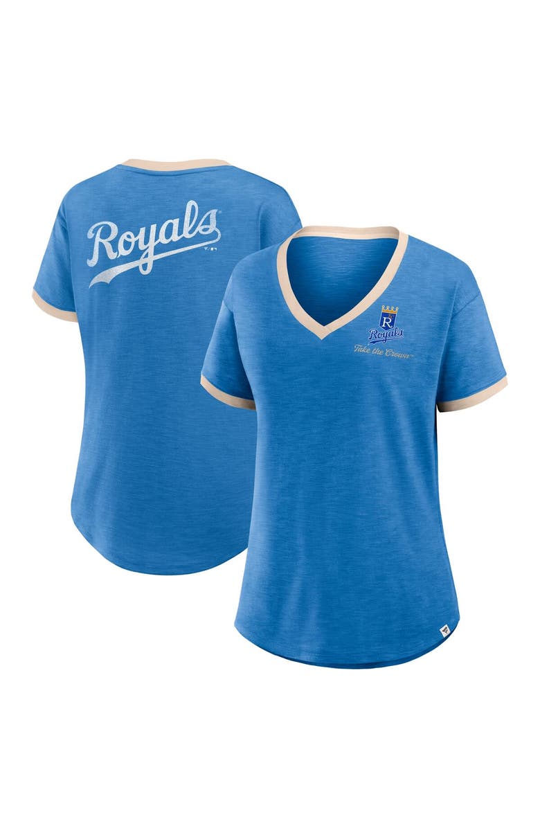 FANATICS Women's Fanatics Royal Kansas City Royals Binge Worthy Stadium Slub V-Neck T-Shirt, Main, color, Royal