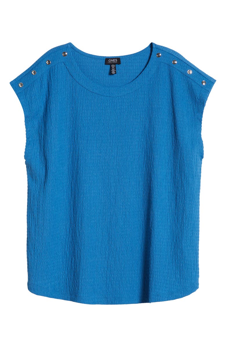Jones New York Button Accent Cap Sleeve Top, Alternate, color, Mystic Blue