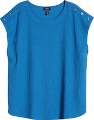Jones New York Button Accent Cap Sleeve Top