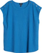Jones New York Button Accent Cap Sleeve Top