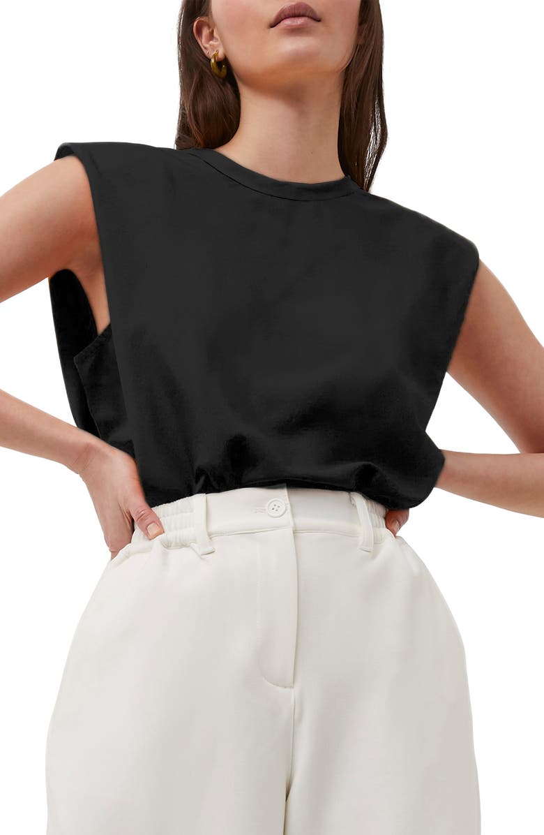 French Connection Shoulder Pad Crepe Tank, Main, color,