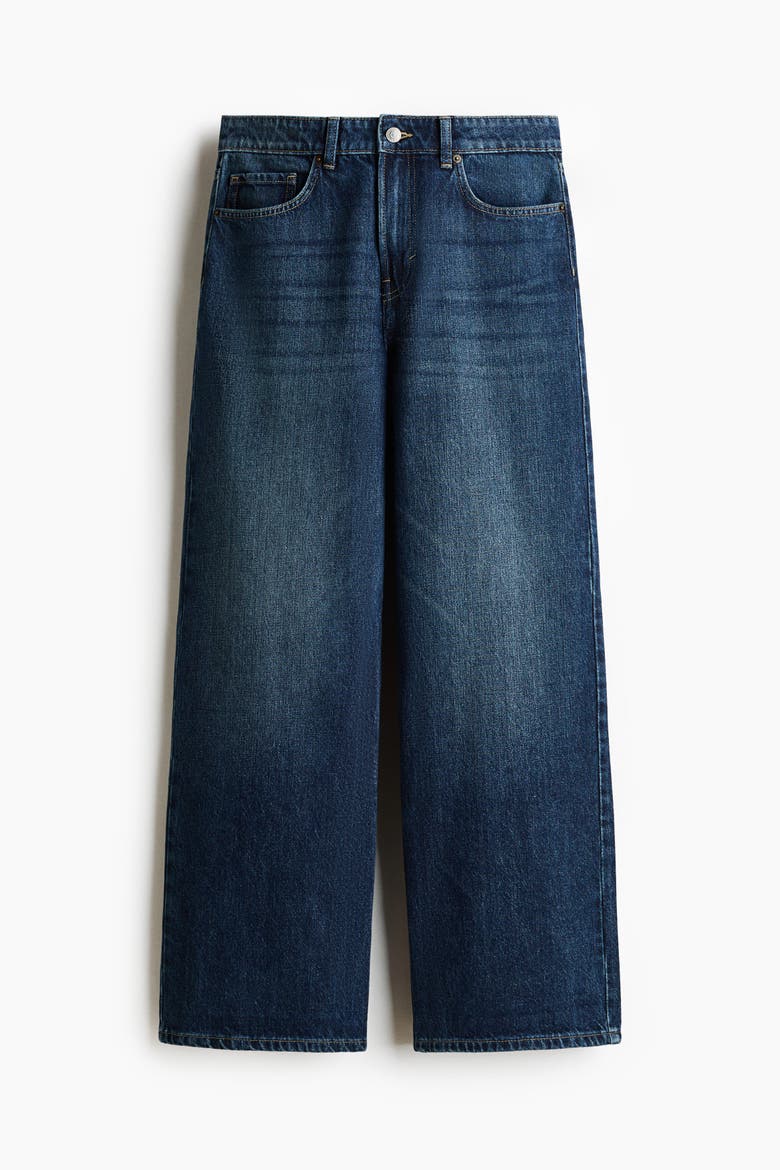 Wide-Leg Regular-Waist Jeans, Alternate, color, Dark denim blue