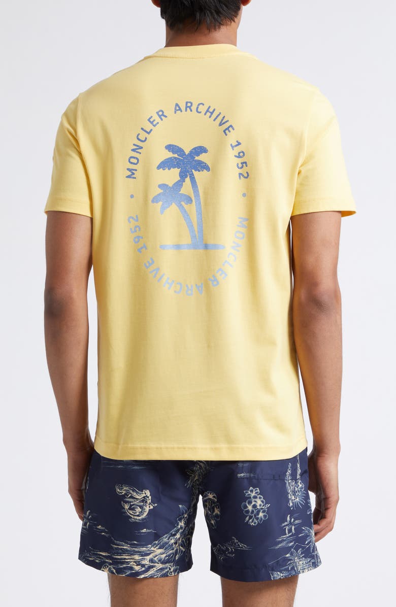 Moncler Logo Patch Embroidered Cotton Pocket T-Shirt, Alternate, color, Hay