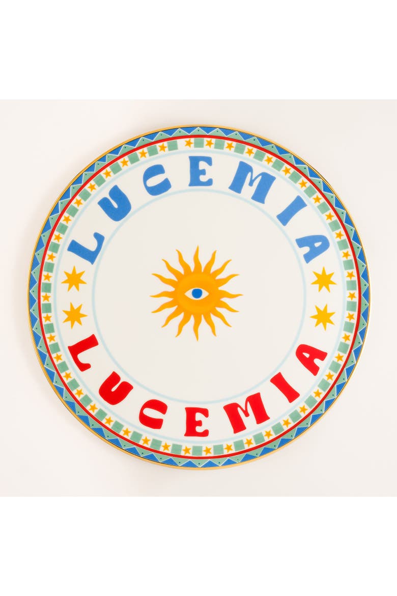 Lublin Lucemia Rimmed Porcelain Pizza Artisan Ceramic, Main, color, White