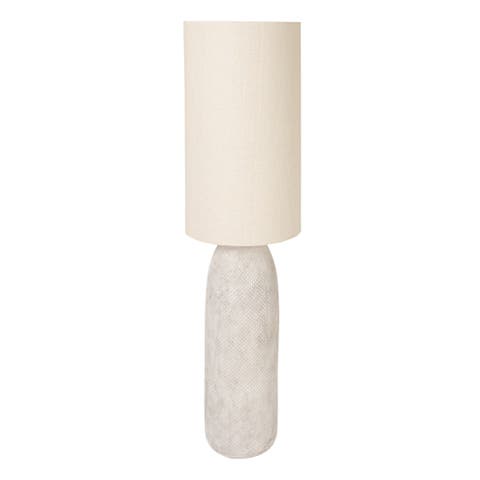 Cream Stoneware Floor Lamp with Linen Shade