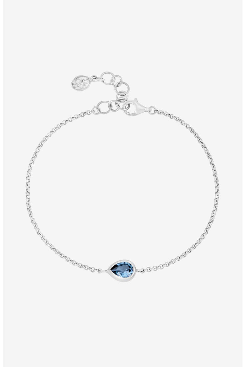 Blue Topaz Pear Chain Bracelet, Main, color, Sterling Silver