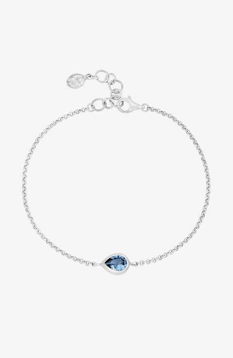 Blue Topaz Pear Chain Bracelet