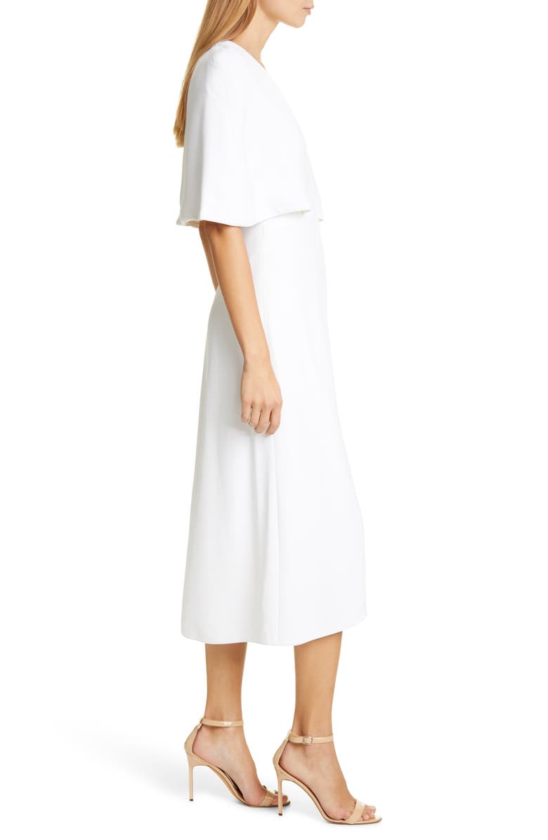 CUSHNIE Cape Sleeve Pleat Panel Midi Dress, Alternate, color,