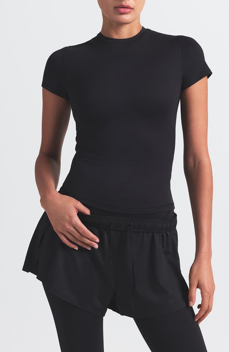 NikeSKIMS Matte Padded Baby Tee, Main, color, Obsidian