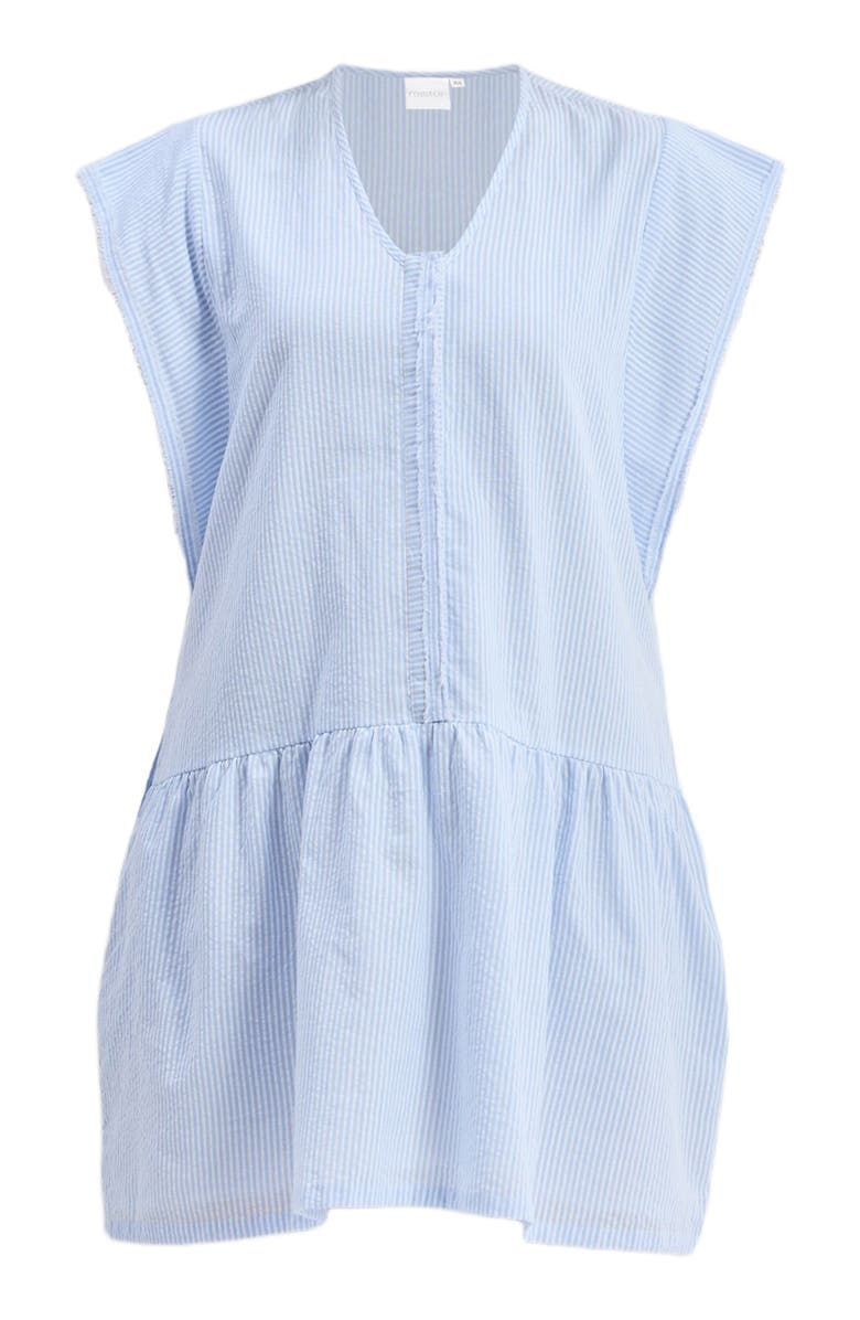 Reistor Oversized V-neck Short Dress with Concealed Placket, Alternate, color, Linear Rhythm