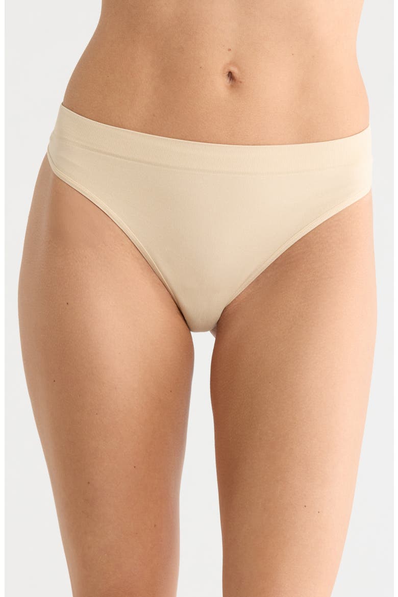 5-Pack Everyday Seamless Thongs, Main, color, BEIGE- BLACK MULTI