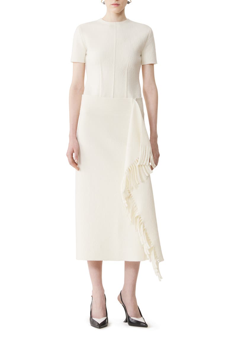 Fringed Skirt In Cotton Knit, Main, color, Moon
