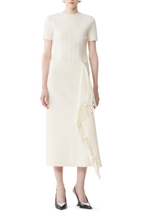Fringed Skirt In Cotton Knit