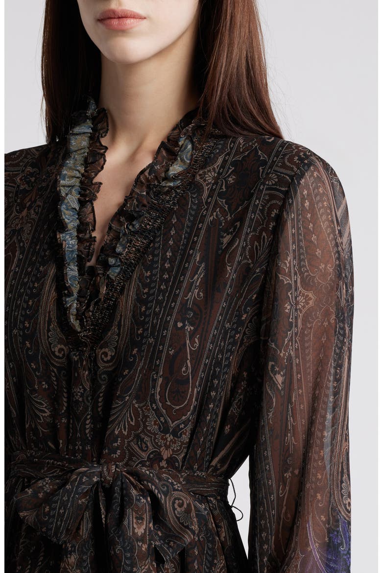 Verena Paisley Long Sleeve Tiered Dress, Alternate, color, COCO MULTI