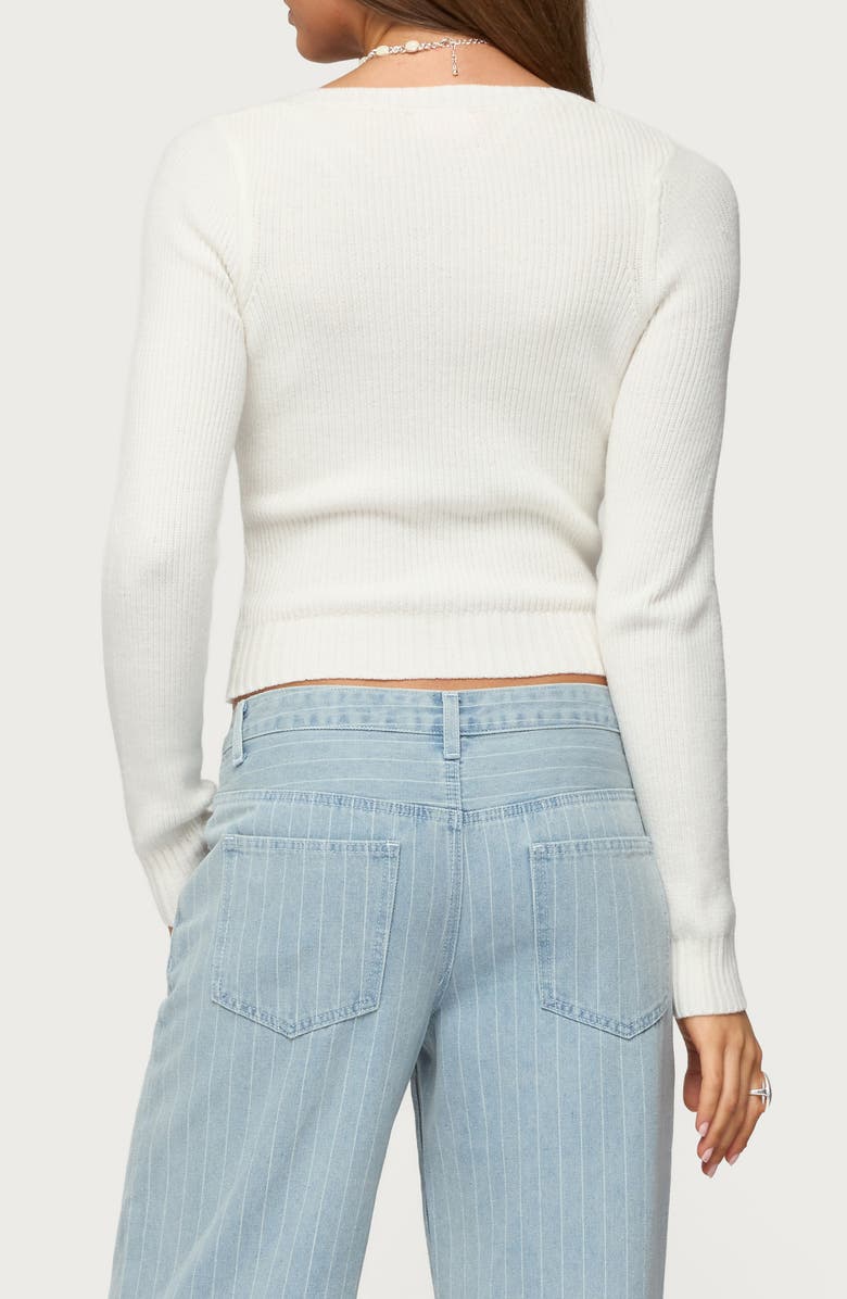 EDIKTED Maliah Ribbed Crop Sweater, Alternate, color, White