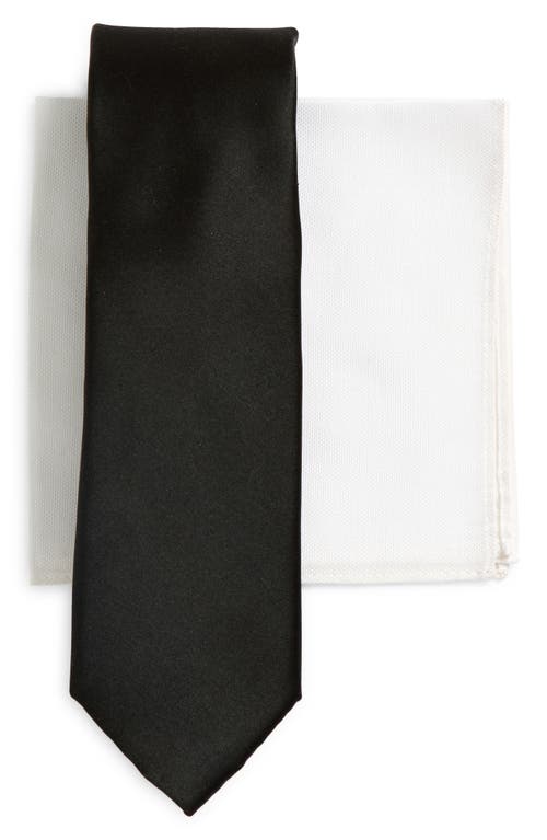 Nordstrom Formal Silk Tie & Pocket Square Box Set In Black