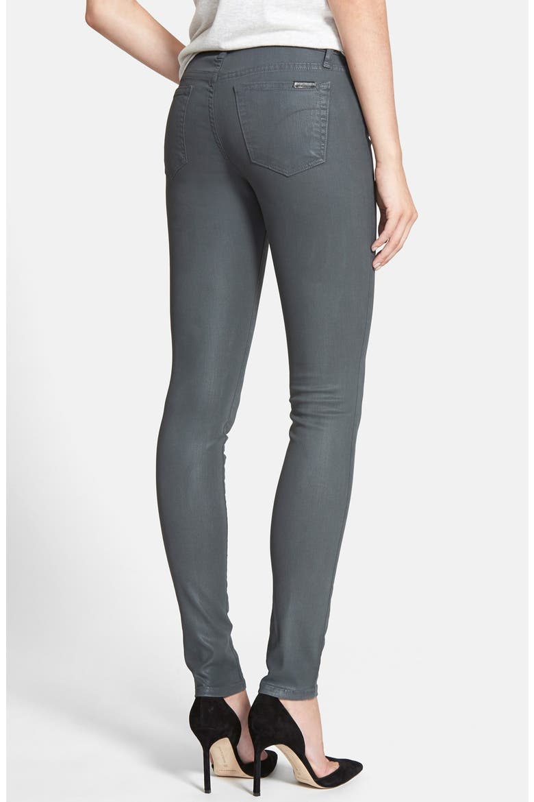 Coated Skinny Jeans, Alternate, color, GREY SKIES