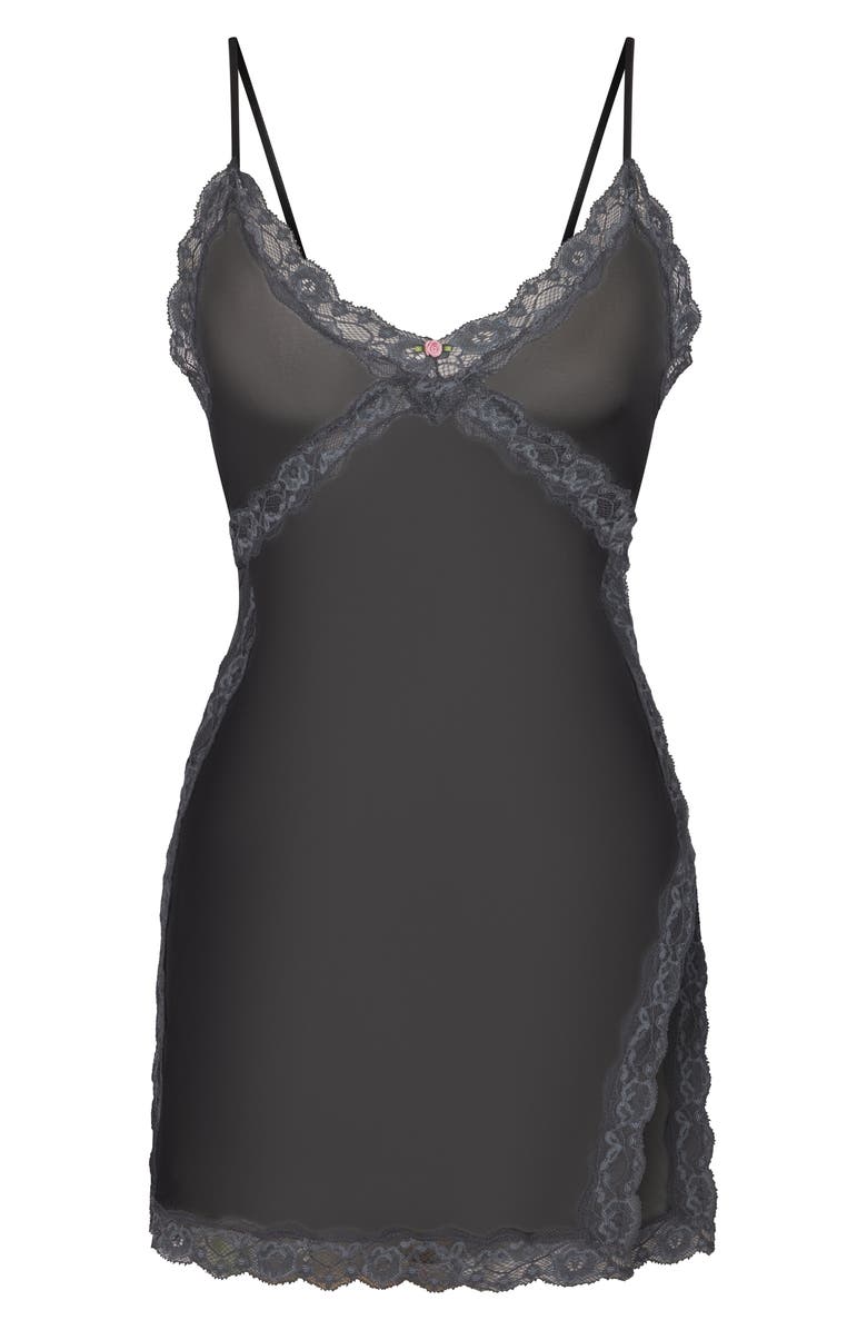SKIMS Lace Trim Silk Chemise, Alternate, color, 