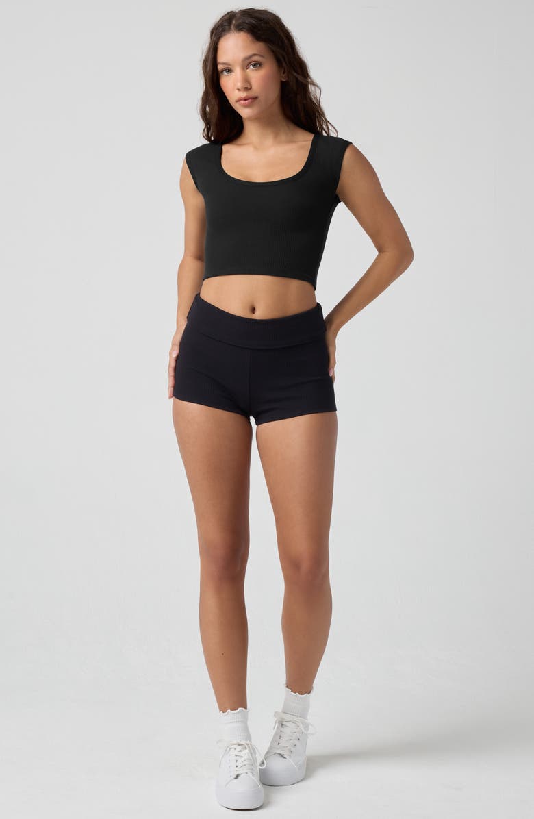 Florence by Mills Shortie Rib Shorts, Alternate, color, Black
