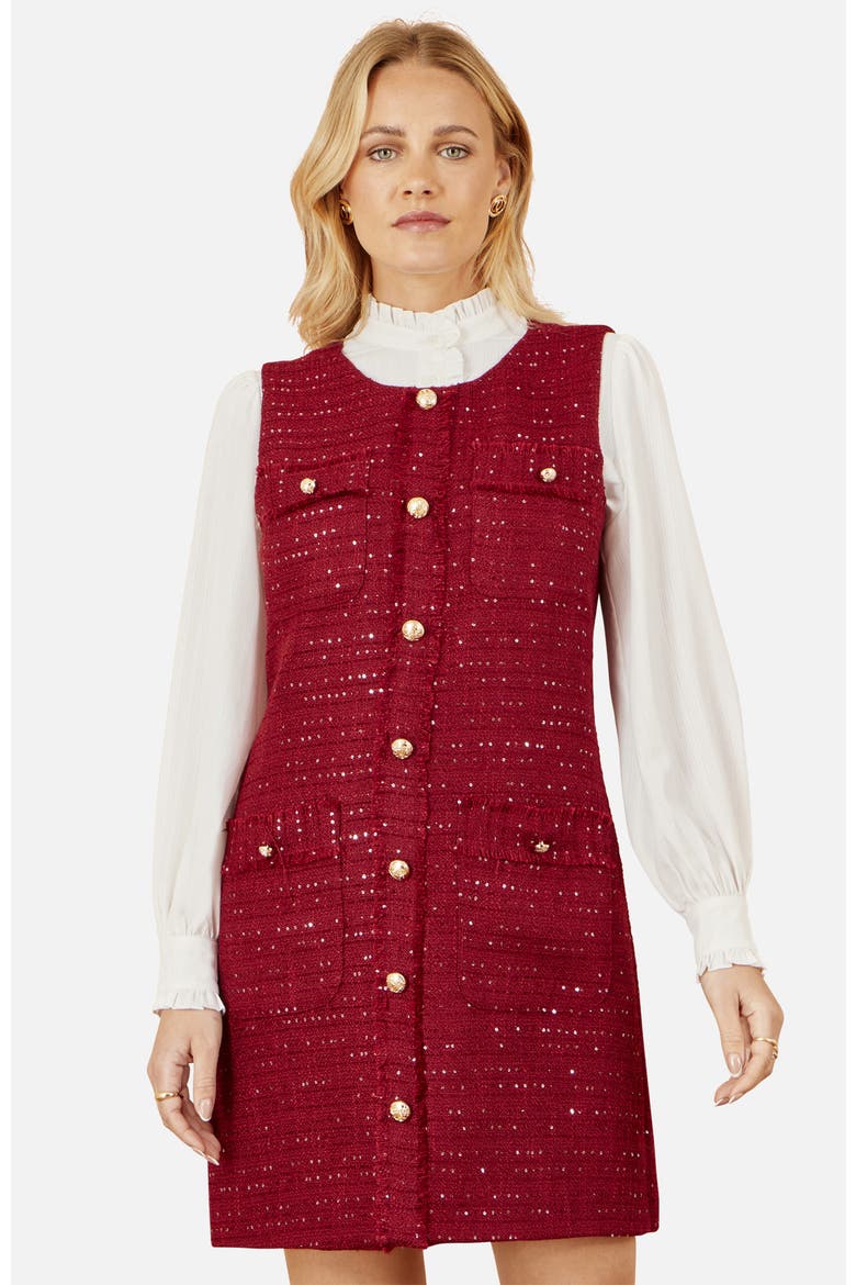 Boucle Tunic Dress, Alternate, color, Burgundy