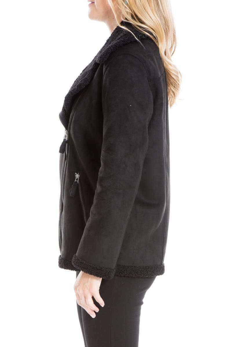 MAX STUDIO Faux Shearling Lined Faux Suede Jacket, Alternate, color, Black