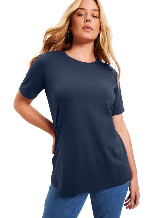 June + Vie Short-sleeve Crewneck One + Only Tee In Blue