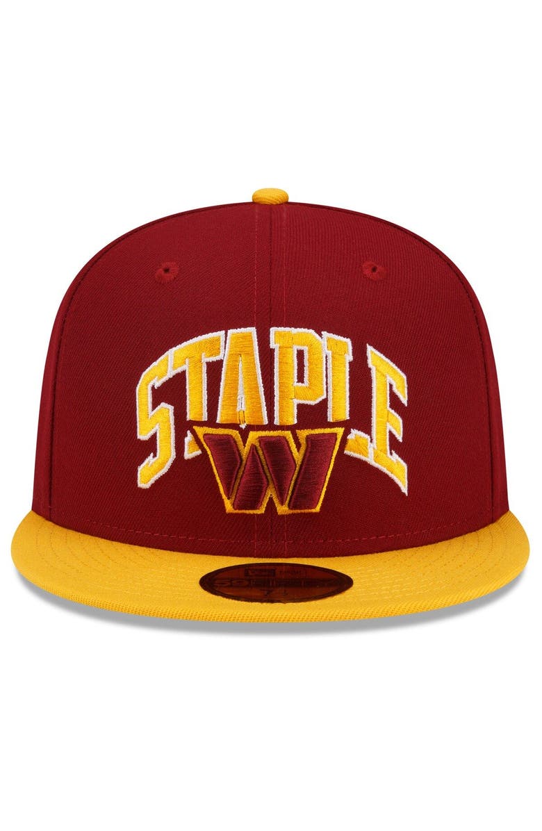 New Era x Staple Men's New Era Burgundy/Gold Washington Commanders NFL x Staple Collection 59FIFTY Fitted Hat, Alternate, color, 