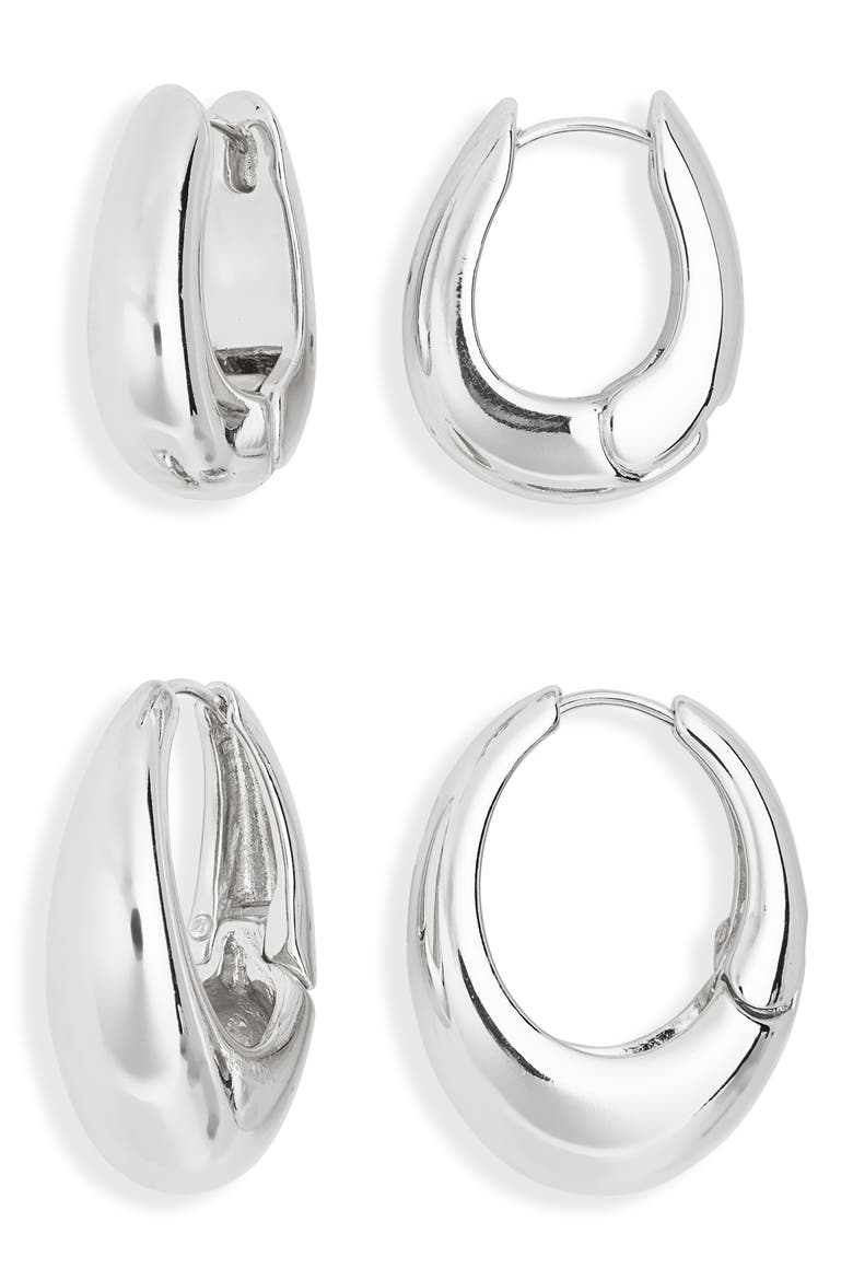 2-Pack Assorted Puffy Oval Earrings, Main, color, SILVER