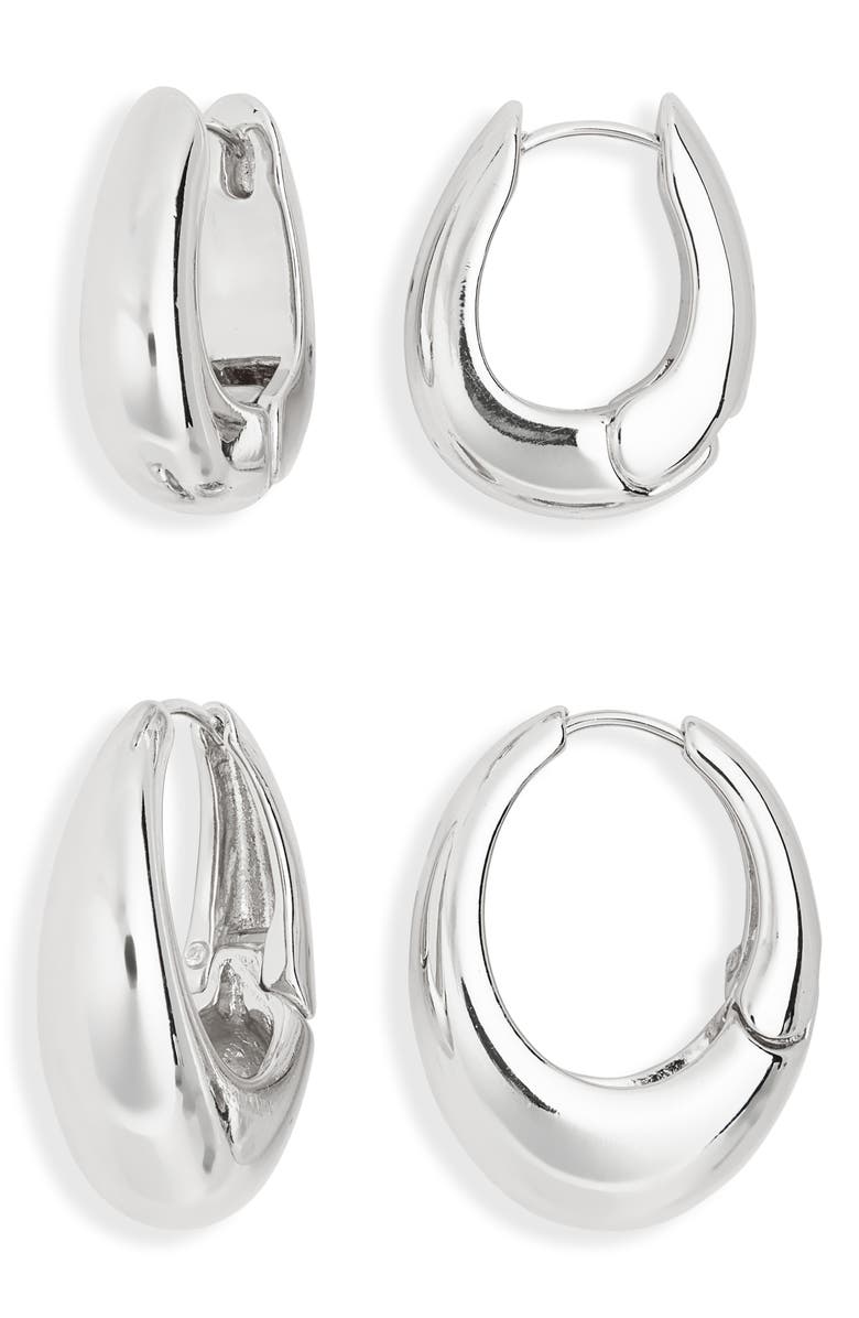 Leith 2-Pack Assorted Puffy Oval Earrings, Main, color, Silver