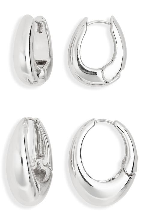 2-Pack Assorted Puffy Oval Earrings