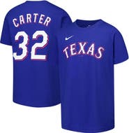 Nike Youth Nike Evan Carter Royal Texas Rangers Name & Number T-Shirt