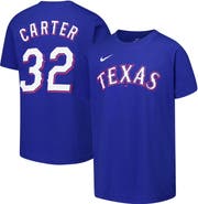 Nike Youth Nike Evan Carter Royal Texas Rangers Name & Number T-Shirt