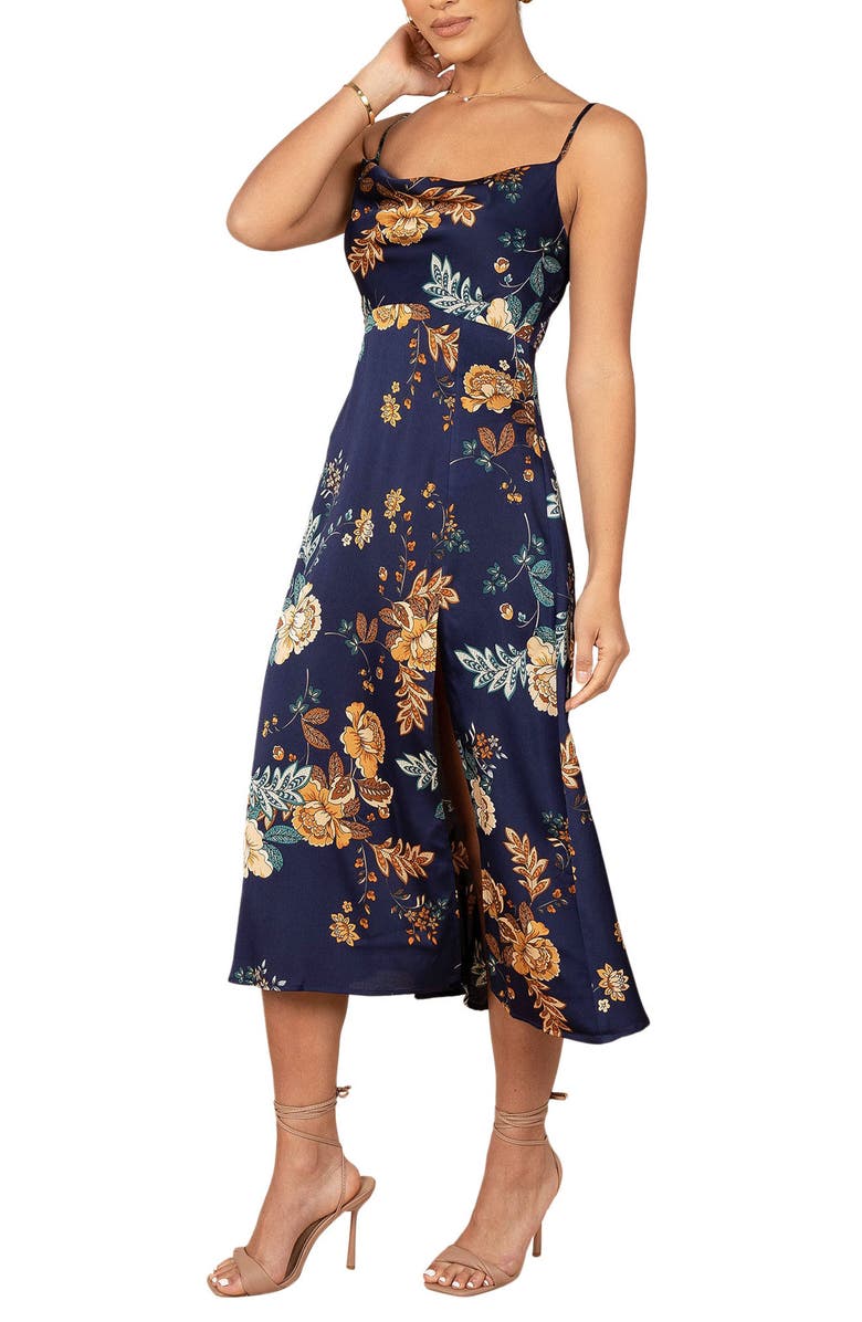 Petal & Pup Alejandra Floral Print Midi Dress, Alternate, color, Navy