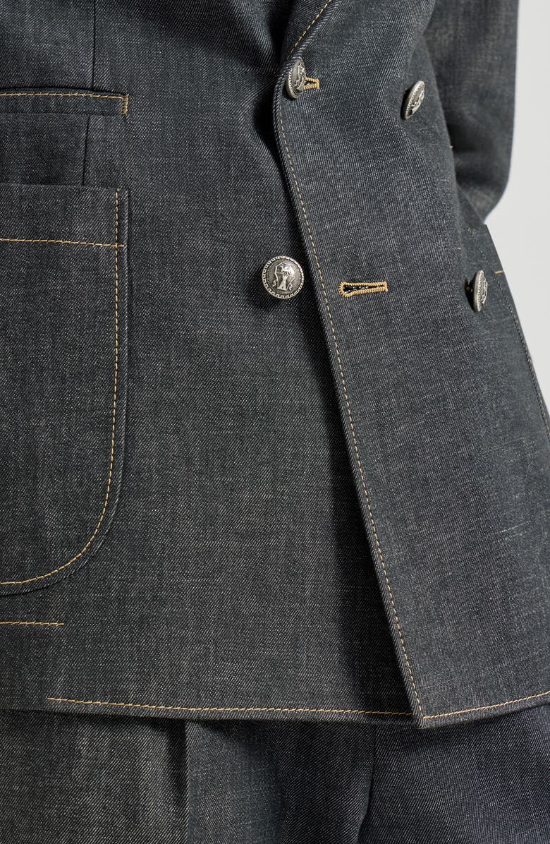 Brunello Cucinelli No-fade denim deconstructed blazer, Alternate, color, Dark Grey
