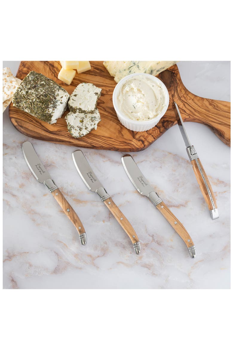 Set of 4 Laguiole Olive Wood Handle Spreaders, Alternate, color, OLIVE WOOD