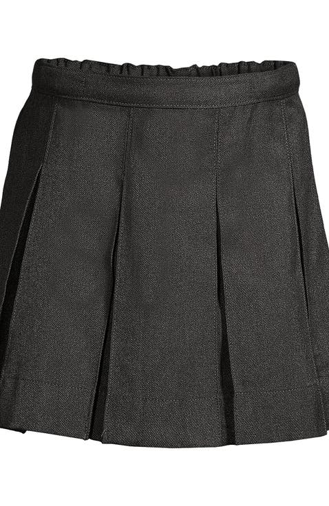School Uniform Girls Solid Box Pleat Skirt Top of Knee